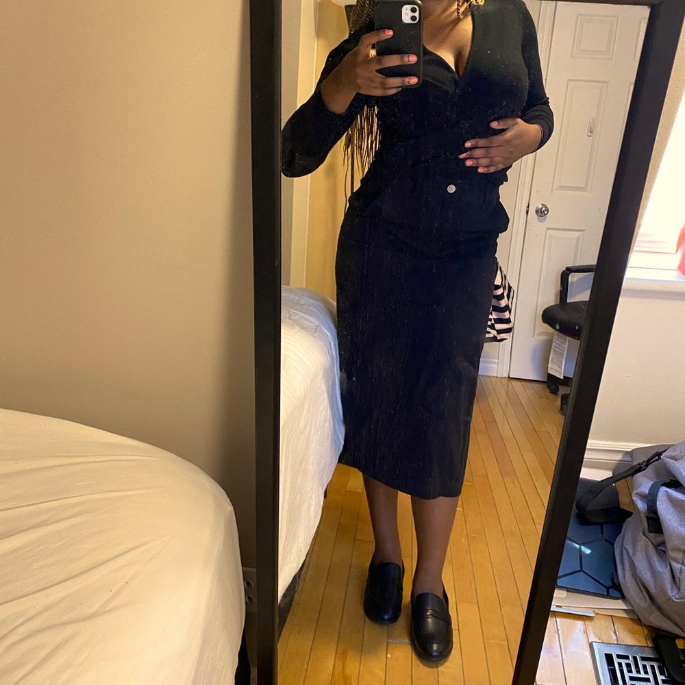 Twik Midi Denim Black Skirt